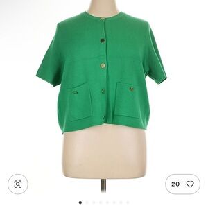 Marc New York Green knit Sweater with Gold Buttons size large